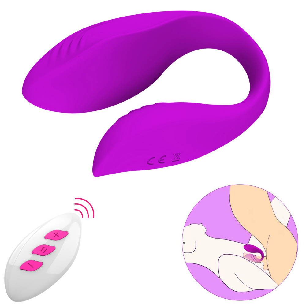 Vibrador de Casal Recarregavel em Silicone Roxo com Controle Remoto - Vista Traseira Inferior