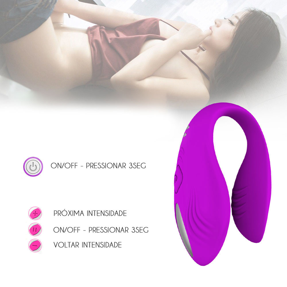 Vibrador para Casal Recarreg�vel em Silicone com 12 Vibra��es e Controle sem Fio Ela Roxo | Foto 04