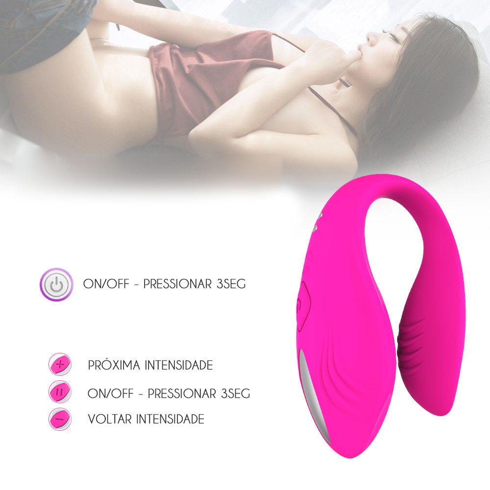 Vibrador para Casal Recarreg�vel em Silicone com 12 Vibra��es e Controle sem Fio Ela Pink | Foto 04