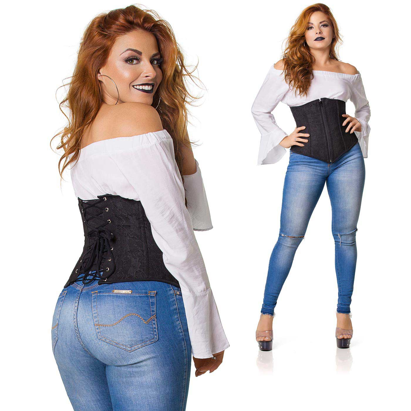 Corselet Simples Renda Preta Preto | Foto 04