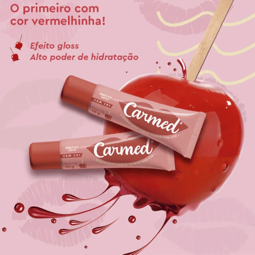 Hidratante Labial Carmed Ma�� do Amor com cor e efeito gloss