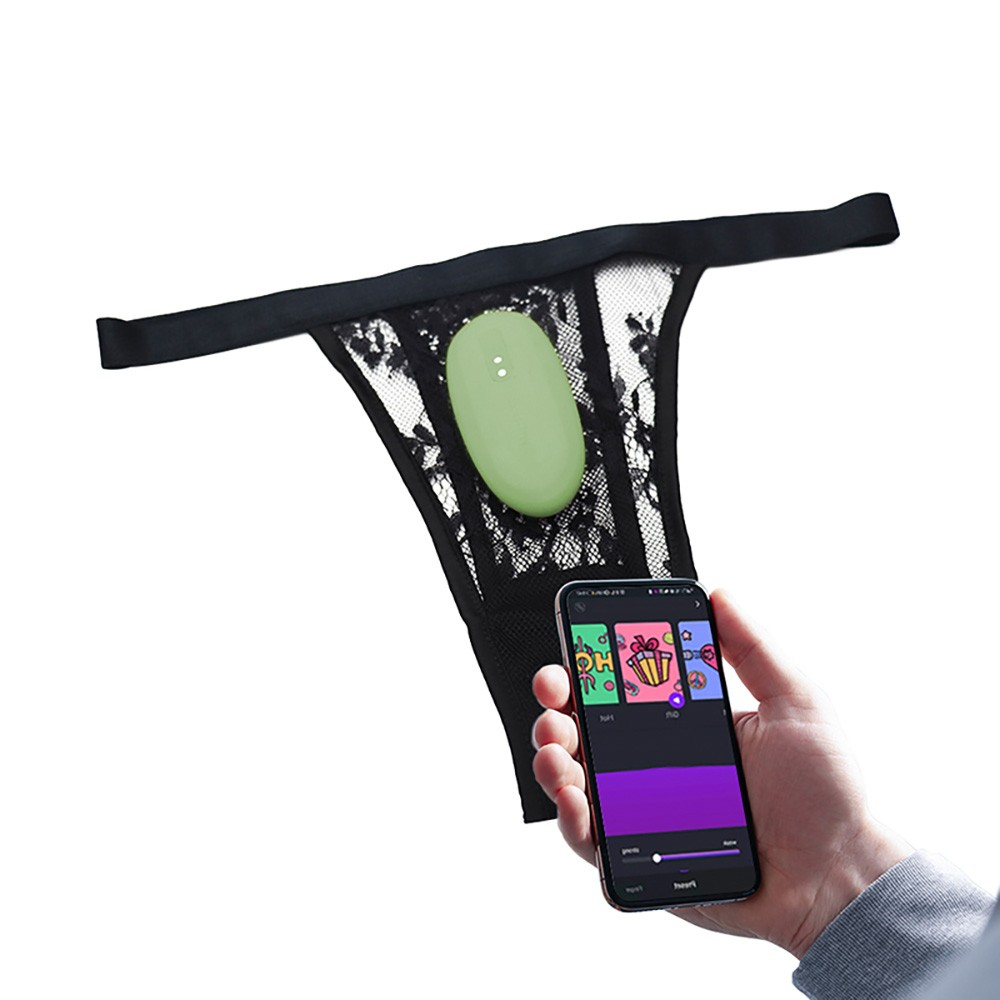 Vibrador para Clit�ris Nyx Verde sendo usado com o APP Magic Motion para controle � dist�ncia