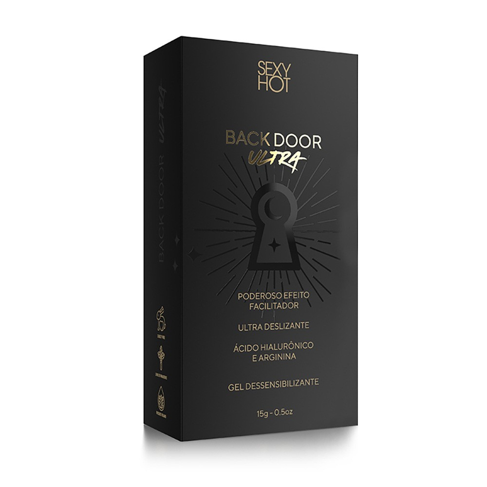 Gel para Sexo Anal Dessensibilizante Back Door Ultra 15g | Embalagem de caixa em close-up