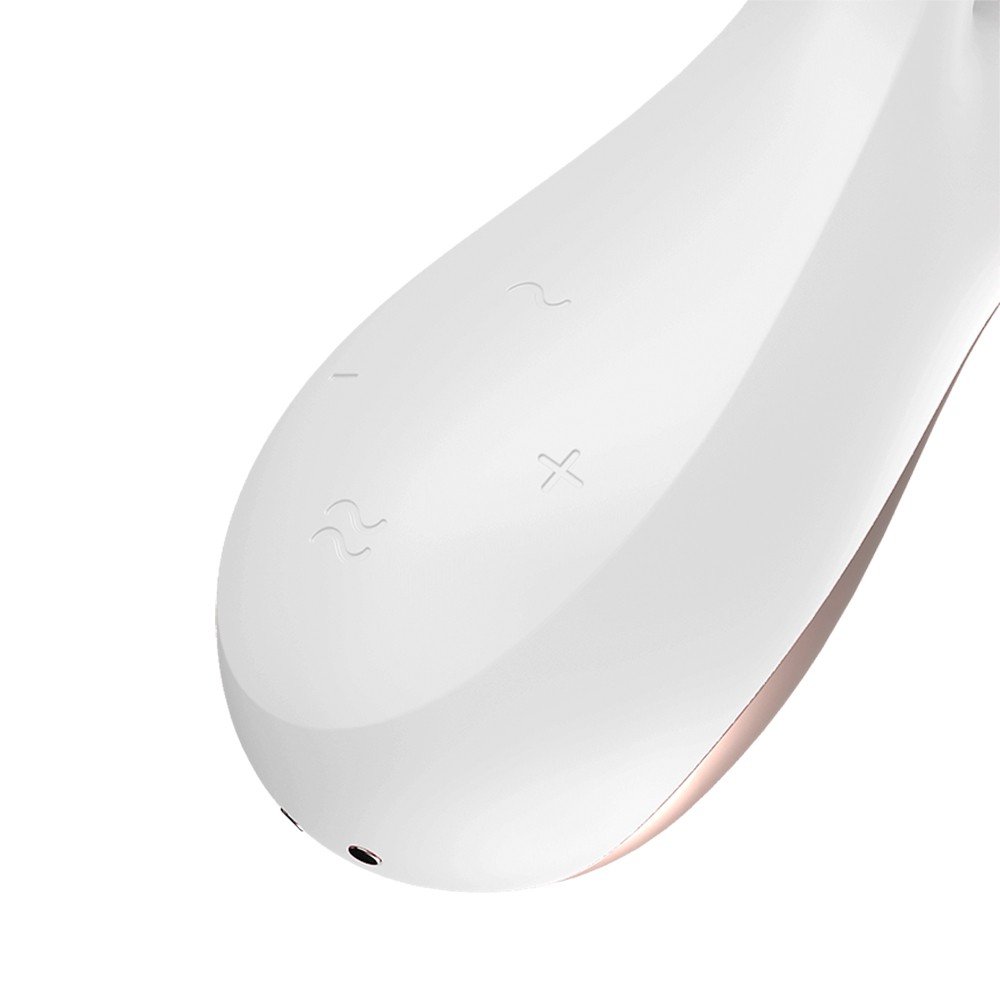 Vibrador Duplo em Silicone Recarreg�vel Multivelocidade Mono Flex Branco | Foto 05