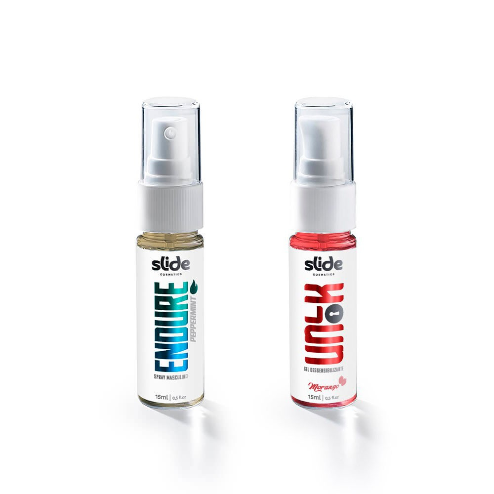Kit Spray Retardante Endure e Gel Anal Dessensibilizante Unlok 15ml Cada, vista frontal
