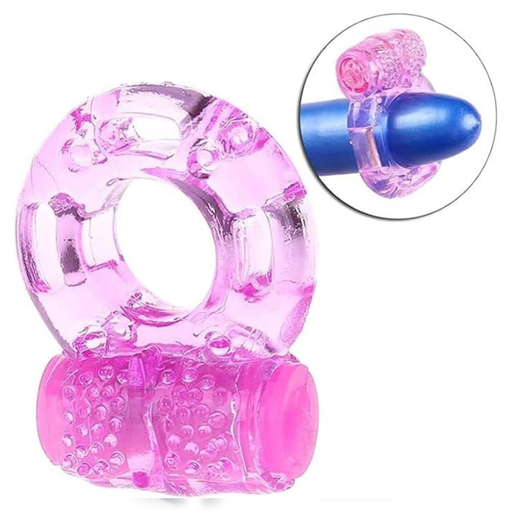 Kit Spray Retardante Intensificador de Ere��o EnDURE 15ml e Anel Peniano com Vibrador Rosa em detalhe da parte vibrat�ria