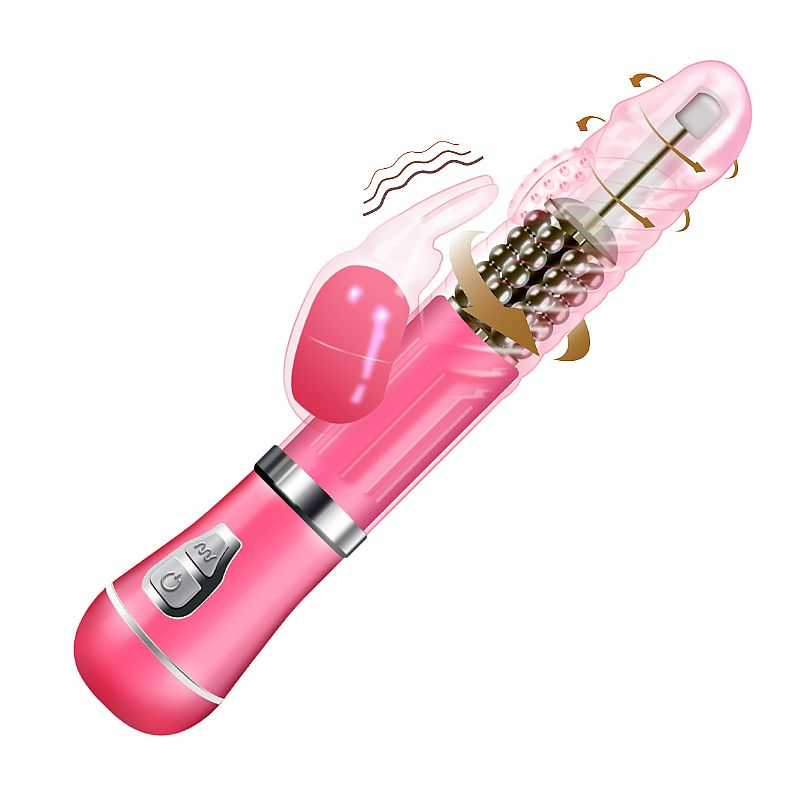Vibrador Rabbit Recarreg�vel Coelho II Rosa em a��o, mostrando a rota��o interna e a vibra��o do estimulador de clit�ris