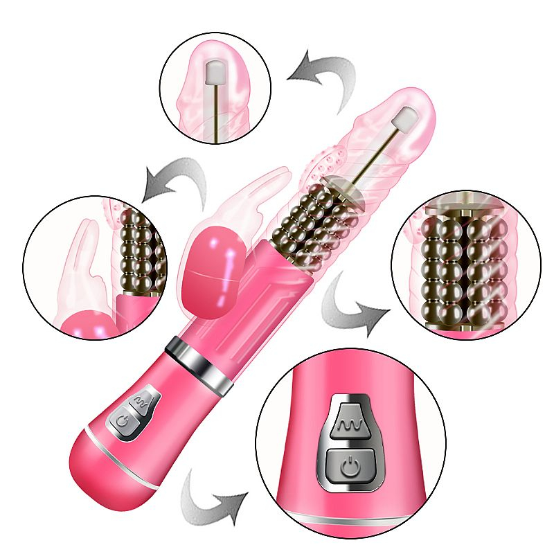 Vibrador Rabbit Recarreg�vel com 9 Vibra��es, 6 Rota��es com Estimulador de Clit�ris Coelho II Rosa | Foto 04