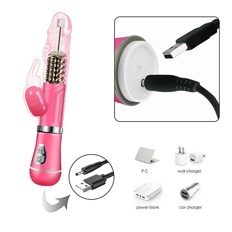 Vibrador Rabbit Recarreg�vel com 9 Vibra��es, 6 Rota��es com Estimulador de Clit�ris Coelho II Rosa | Foto 05