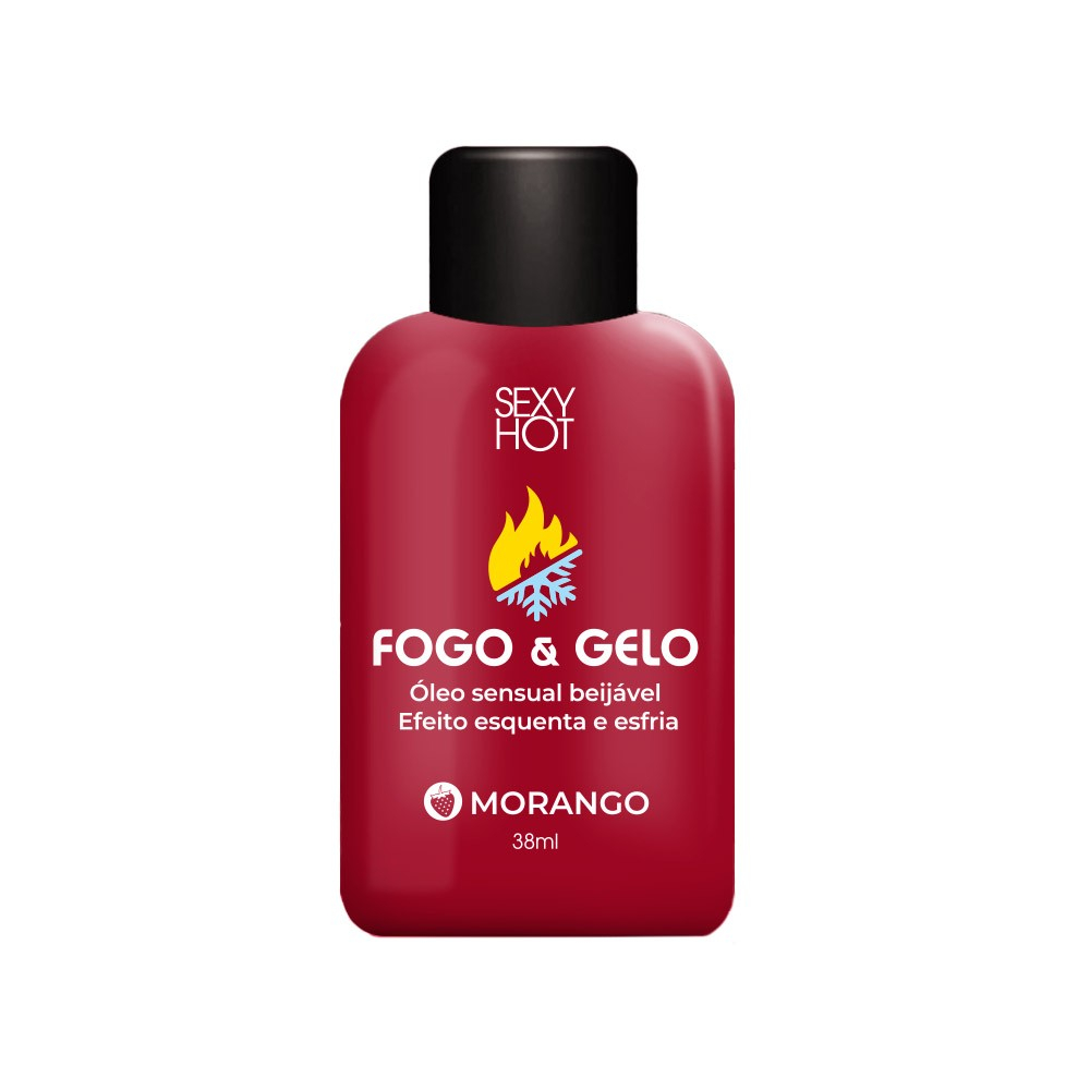 �leo para Massagem Corporal Fogo e Gelo Beij�vel Sabor Morango 38ml | Frasco em fundo branco