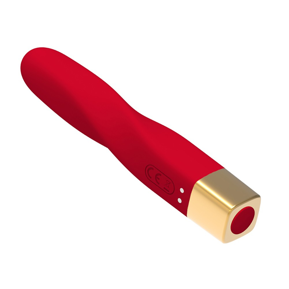 Vibrador Personal em Silicone Recarreg�vel 10 Modos de Vibra��o Red Vibez Vermelho com detalhes em dourado