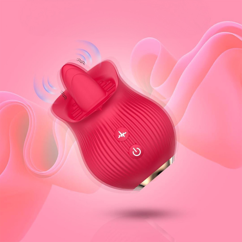 Vibrador para Clit�ris L�ngua Recarreg�vel em Silicone Aveludado com 12 Vibra��es Vermelho | Foto 04