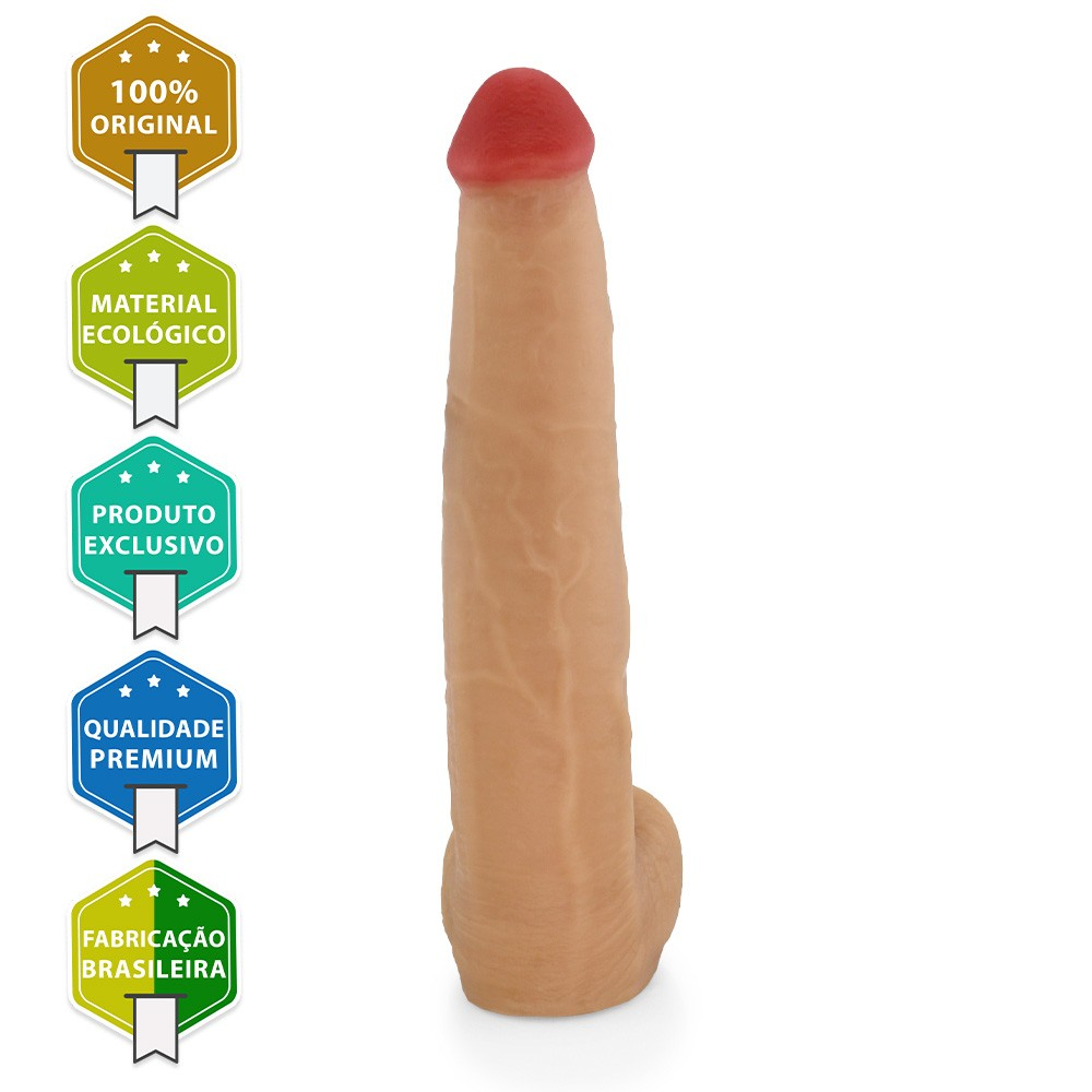 P�nis Real�stico com Escroto Jiboia - Dildo em PVC Flex�vel 31x6cm Bege | Foto 03