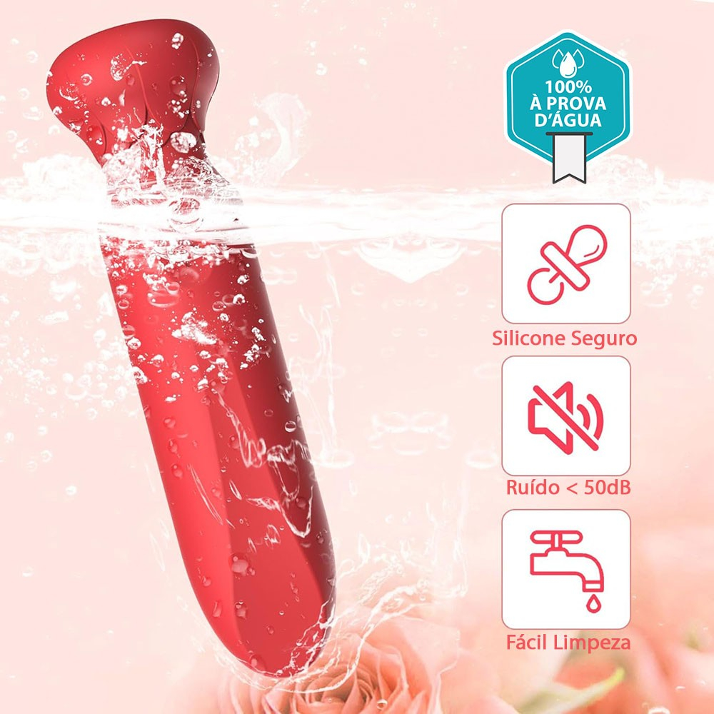 Vibrador Bullet Recarreg�vel em Silicone com 7 Vibra��es e 3 Intensidades Neo Vermelho | Foto 04