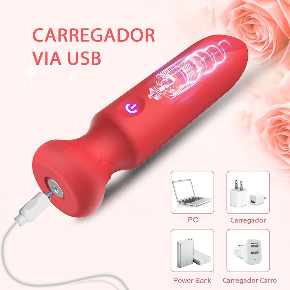 Vibrador Bullet Recarreg�vel em Silicone com 7 Vibra��es e 3 Intensidades Neo Vermelho | Foto 05