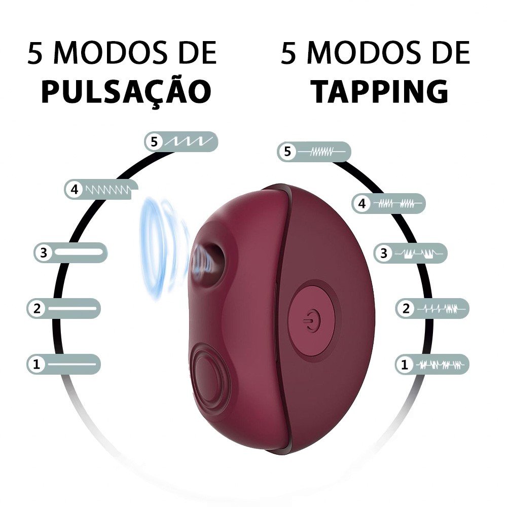 Vibrador para Clit�ris Recarreg�vel em Silicone Juma Vinho em uso no clit�ris