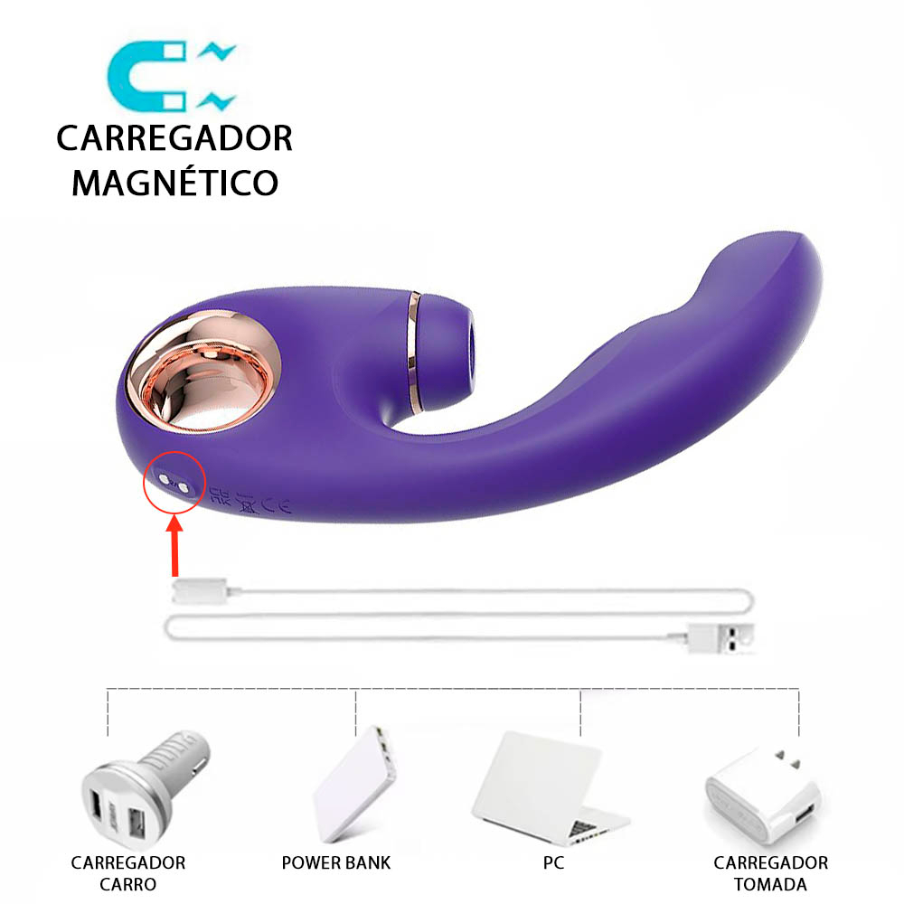 Vibrador Duplo Recarreg�vel em Silicone 9 Vibra��es e 9 Modos de Tapping Joanna Roxo | Foto 05