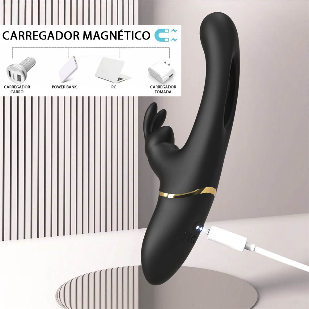 Vibrador Duplo Recarreg�vel em Silicone com 9 Vibra��es e 9 Modos de Dedilhar Niko Preto | Foto 05