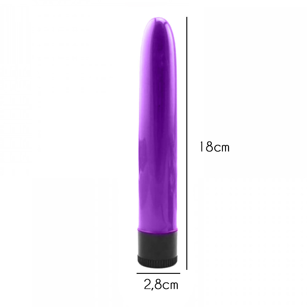 Vibrador Personal Liso Multivelocidade 18 x 2,8cm Roxo | Foto 04
