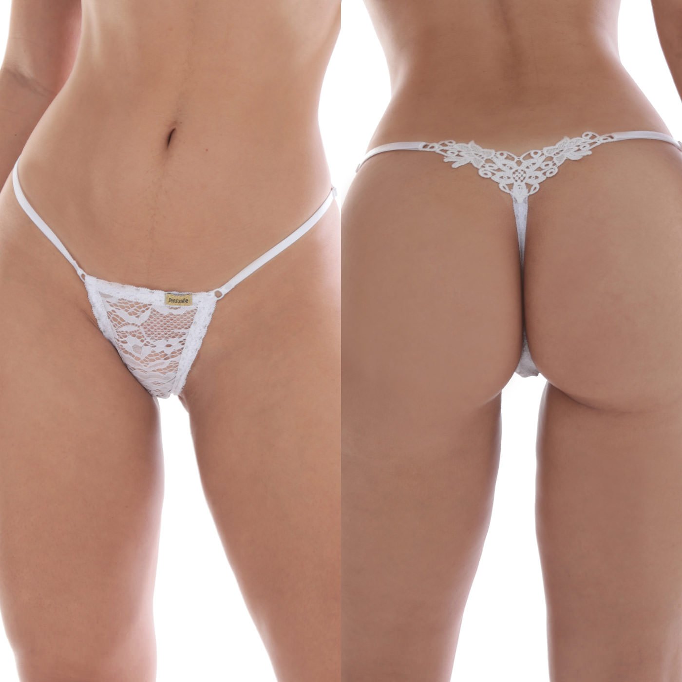 Calcinha String em Renda com Guipir Branco | Foto 03