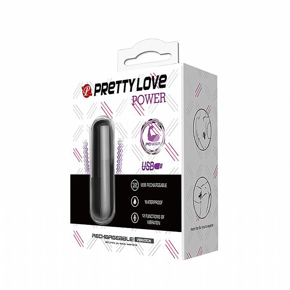 Vibrador Bullet Recarreg�vel via USB em Pl�stico Aveludado com 12 Vibra��es Power Preto | Foto 05