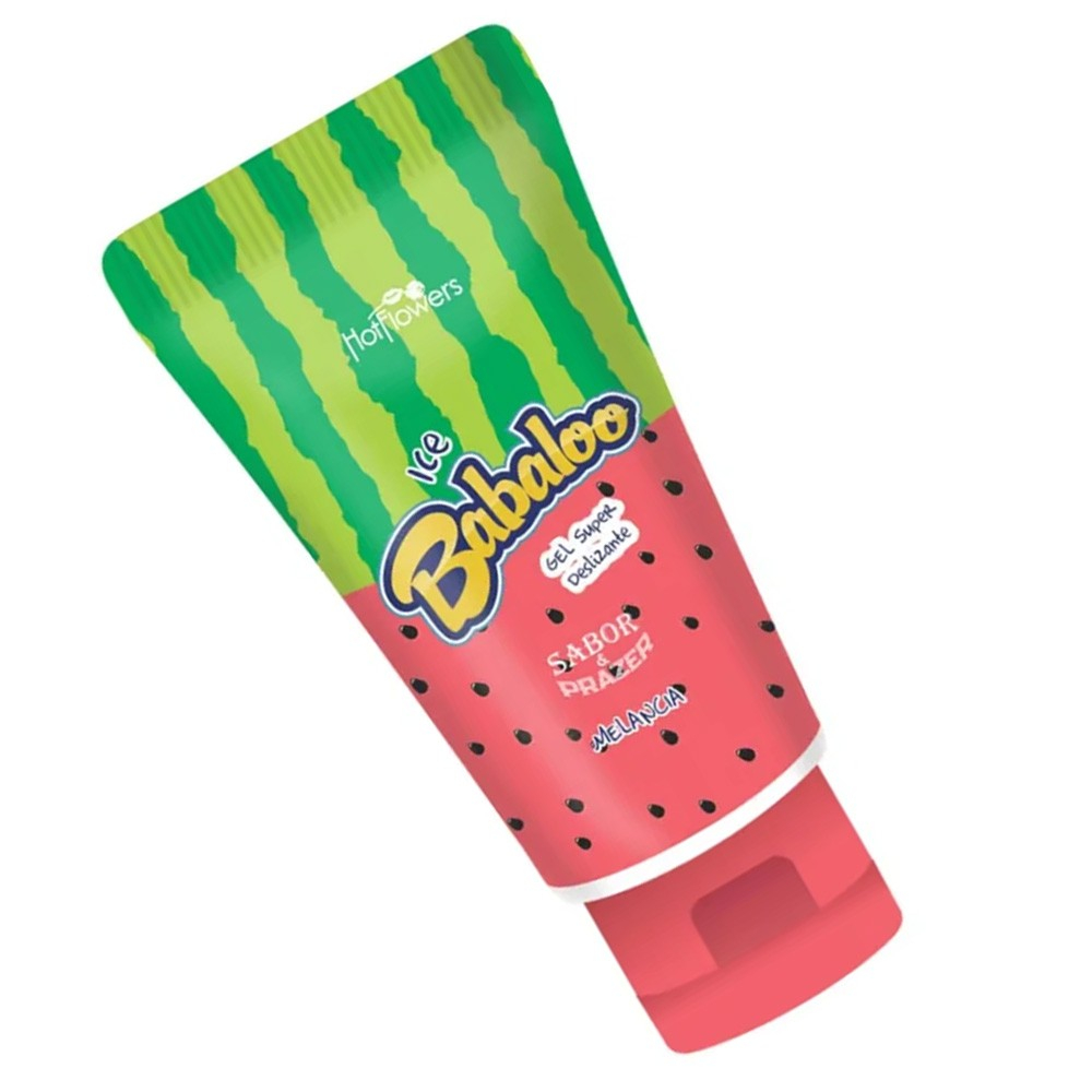 Lubrificante Super Deslizante e Refrescante Ice Babaloo � Base de �gua Sabor de Melancia 60ml | Tubo em outra perspectiva
