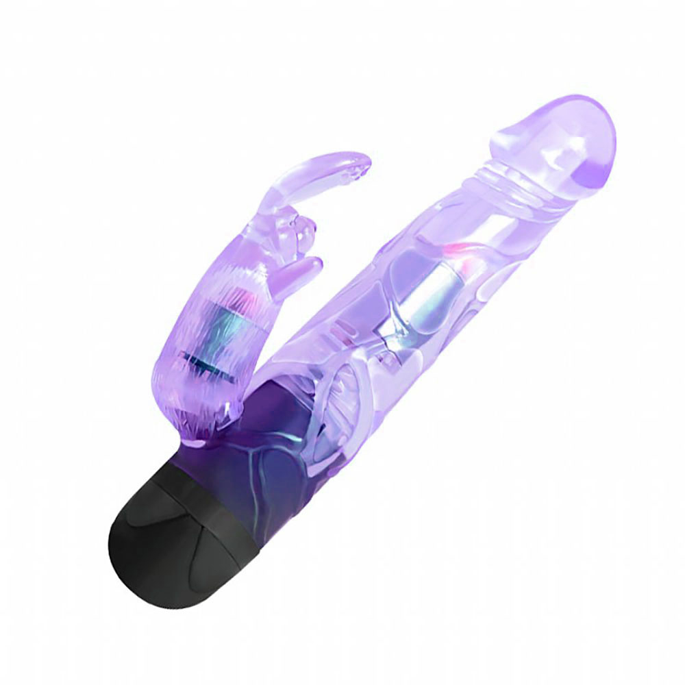 Vibrador Rabbit com Estimulador de Clit�ris Coelho Lover 10 Vibra��es Lil�s em embalagem
