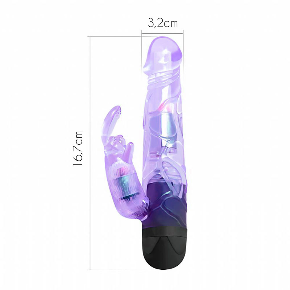 Vibrador Rabbit com Estimulador de Clit�ris Coelho Lover 10 Vibra��es Lil�s | Foto 05