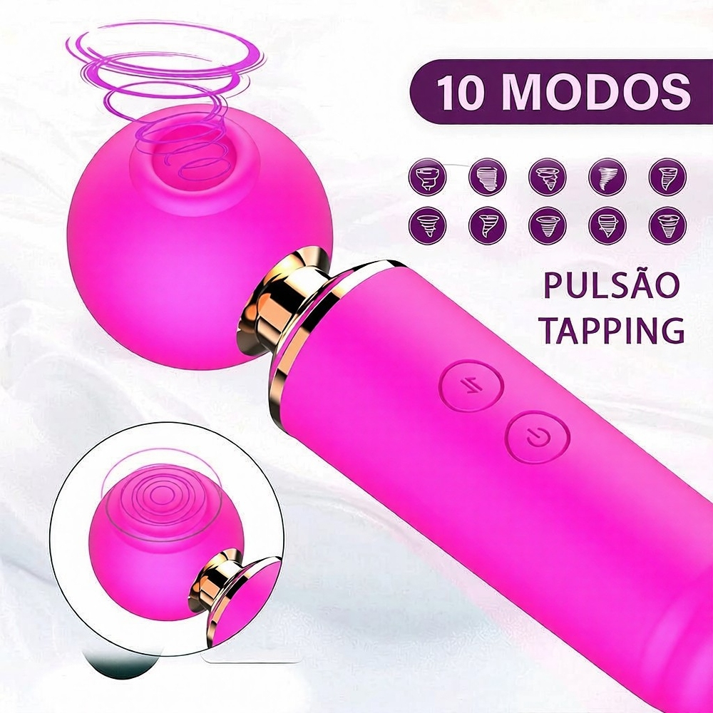 Vibrador Feminino Recarreg�vel em Silicone 3 em 1 - 10 Modos de Pulsa��o, Vai e Vem e Tapping Pink | Foto 04