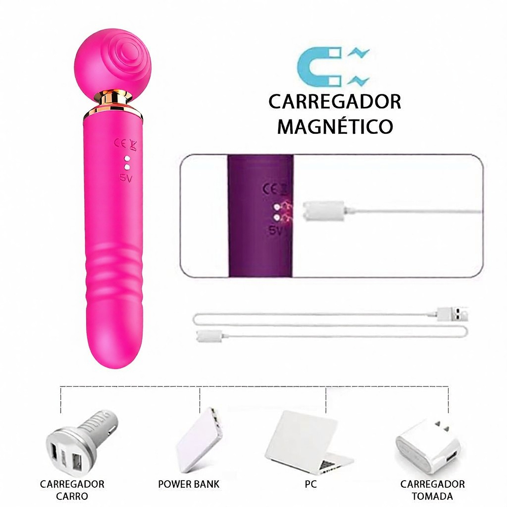 Vibrador Feminino Recarreg�vel em Silicone 3 em 1 - 10 Modos de Pulsa��o, Vai e Vem e Tapping Pink | Foto 05