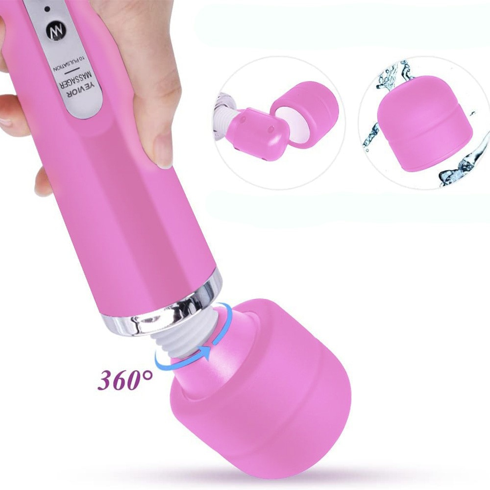 Massageador Er�tico Recarreg�vel em Silicone e ABS com 10 Vibra��es Varinha M�gica Rosa | Foto 02