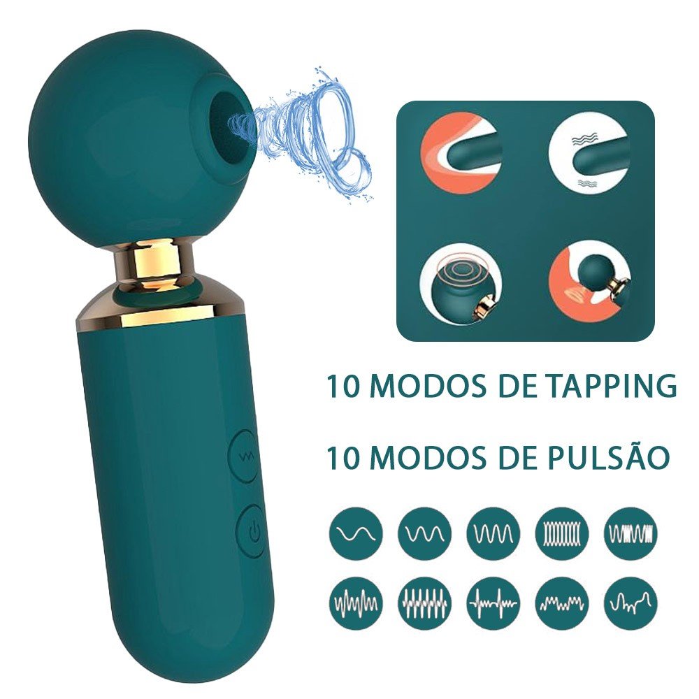 Vibrador Feminino Recarreg�vel em Silicone com 10 Pulsa��es e 10 Modos de Tapping Verde | Foto 02