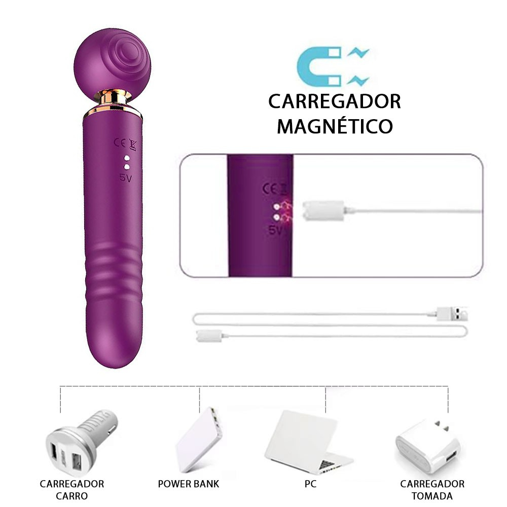 Vibrador Feminino Recarreg�vel em Silicone 3 em 1 - 10 Modos de Pulsa��o, Vai e Vem e Tapping Roxo | Foto 05