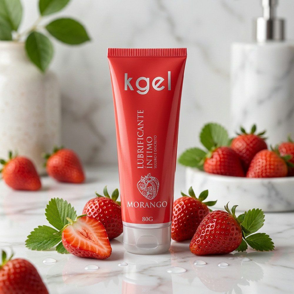 Lubrificante �ntimo Morango Kgel 80g na palma da m�o