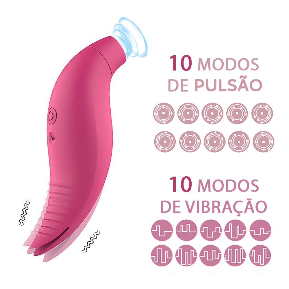 Pulsador de Clit�ris Helen em Silicone Recarreg�vel USB Pink com 10 modos de pulsa��o e 10 modos de vibra��o
