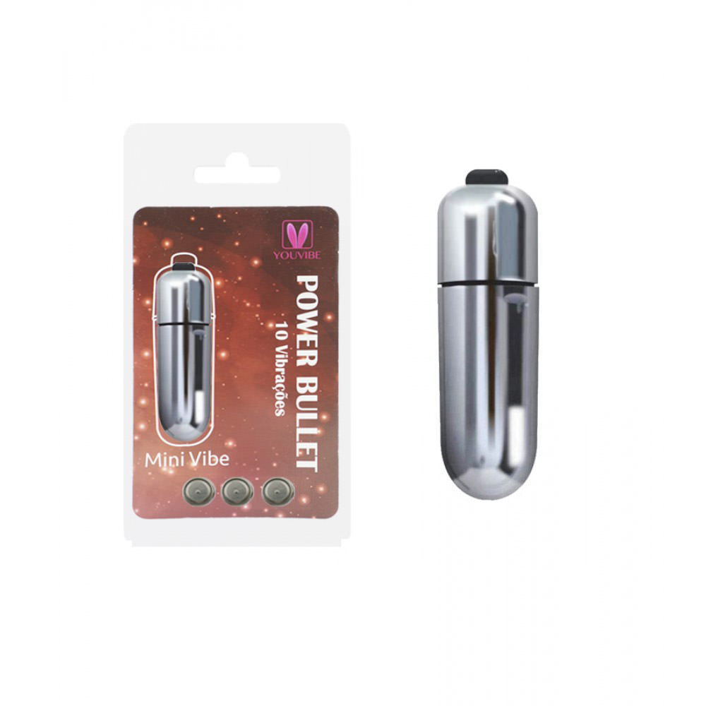 Vibrador Bullet Power 10 Vibracoes Prata - Embalagem e Produto