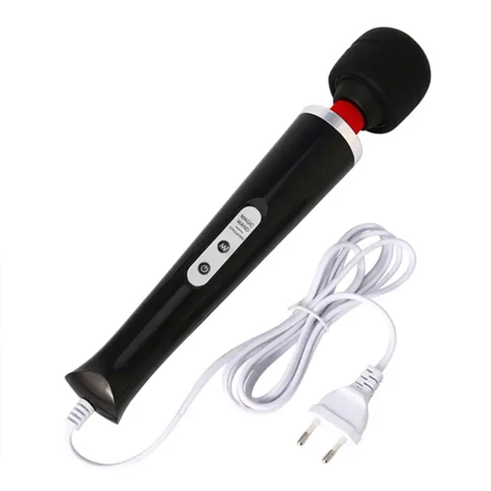 Massageador Er�tico El�trico Varinha M�gica em Silicone e ABS 10 Vibra��es Preto | Foto 04