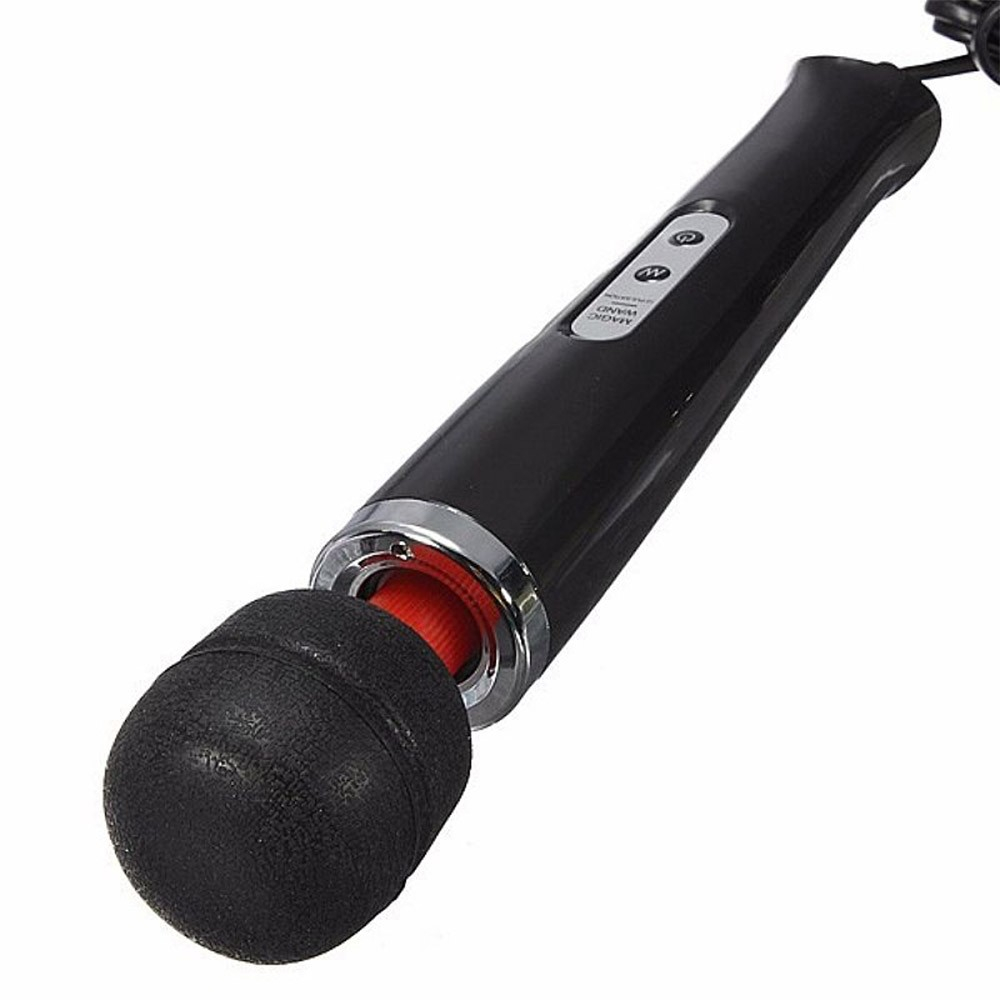 Massageador Er�tico El�trico Varinha M�gica em Silicone e ABS 10 Vibra��es Preto | Foto 05