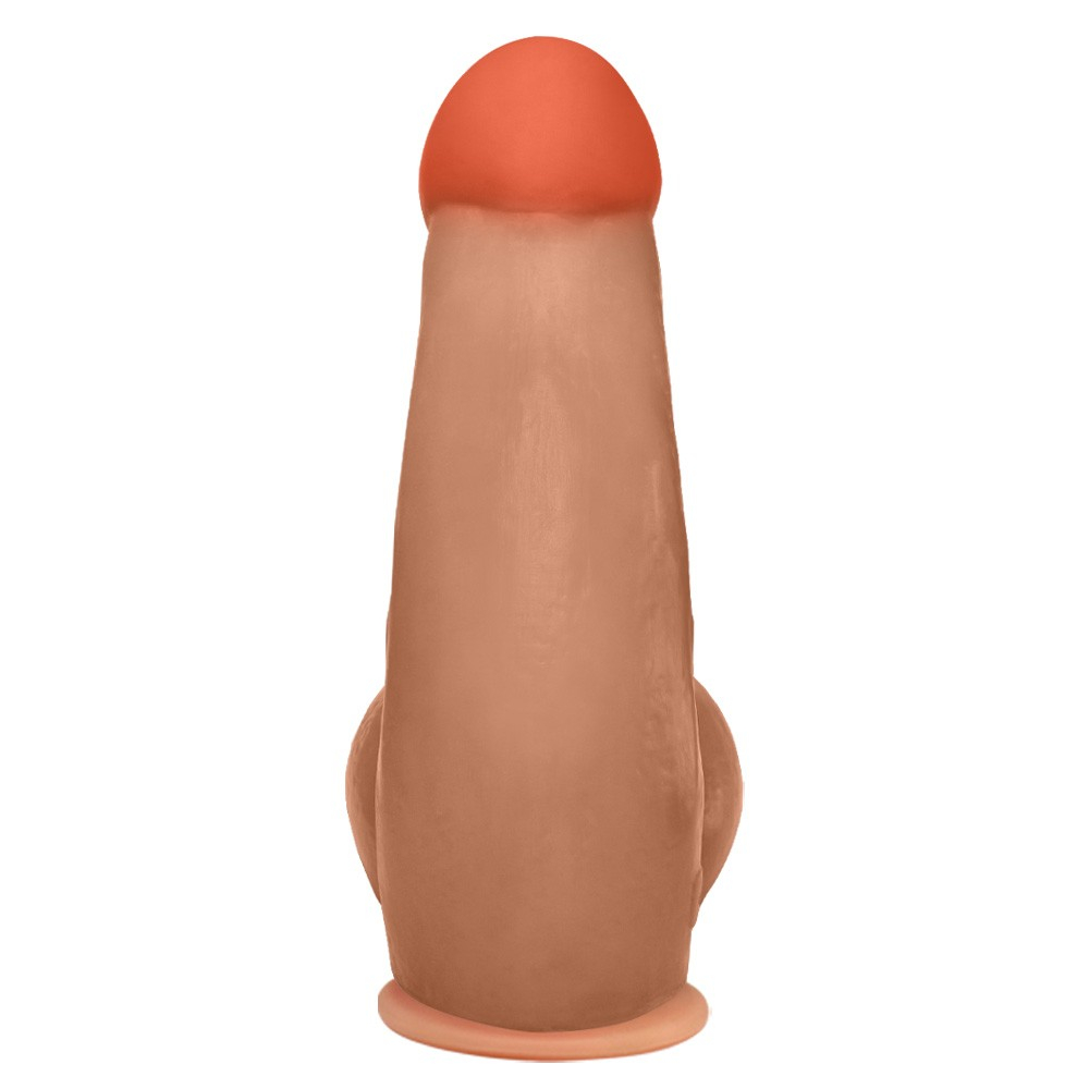 P�nis Gigante e Grosso Flex�vel com Escroto e Ventosa Miudo em vista frontal com escroto evidente