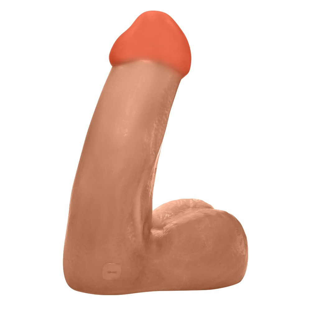 P�nis Gigante e Grosso Flex�vel com Escroto Mi�do 32 x 10cm Bege - Vista lateral detalhada