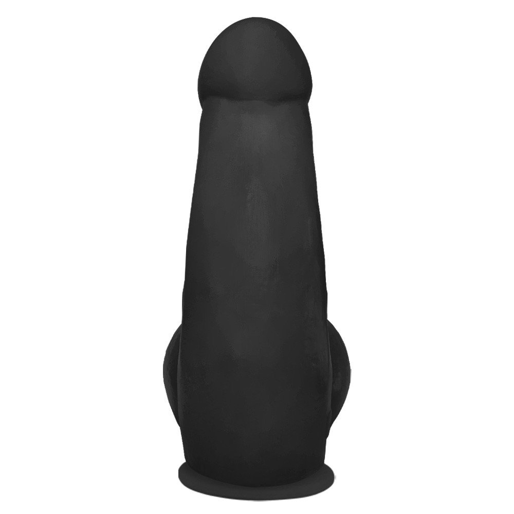 P�nis Gigante e Grosso Flex�vel com Escroto e Ventosa Miudo 32 x 10cm Preto | Foto 04