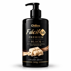 Lubrificante � Base de �gua Beij�vel F�cil Lub Premium Black Aroma Chocolate Branco 500g