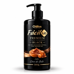 Lubrificante � Base de �gua Beij�vel F�cil Lub Premium Black Aroma Doce de Leite 500g