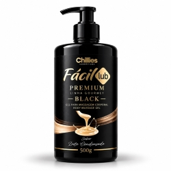 Lubrificante � Base de �gua Beij�vel F�cil Lub Premium Black Aroma Leite Condensado 500g